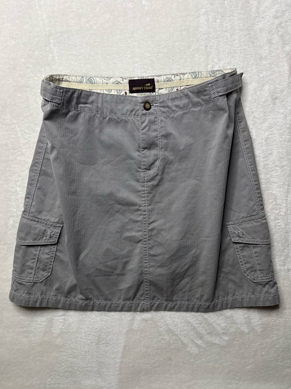Horny Toad Cargo Light Gray A-Line Corduroy Cotton Skort Pockets Gorpcore 6